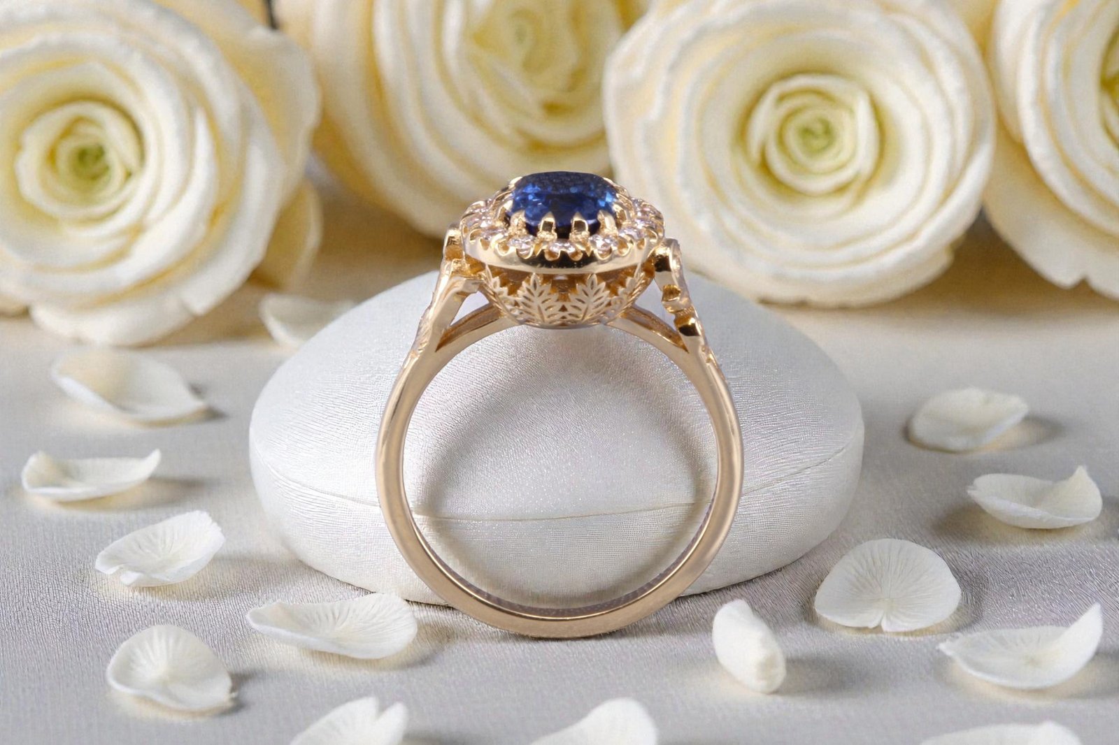Handcrafted natural sapphire engagement ring for couples in Point Loma